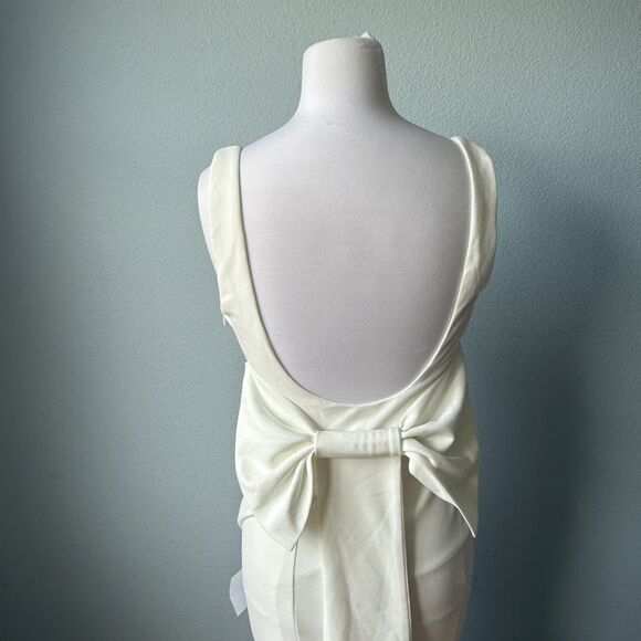 Lulus Loving Fate White Bow Square Neck Backless Maxi Dress Size Large - Picture 11 of 15